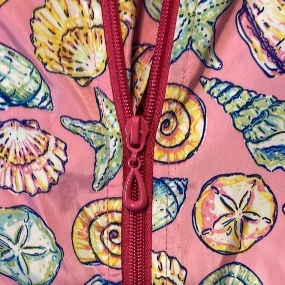 SIMPLY Southern Pink Shell Print Windbreaker Size Medium Beach Ocean Boat - Picture 3 of 6